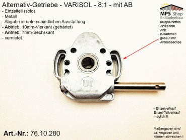 76.10.280, IMBAC Schneckengetriebe 8:1, mit AB - metall, GEIGER