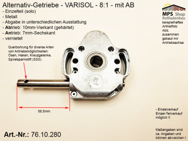 76.10.280, IMBAC Schneckengetriebe 8:1, mit AB - metall, GEIGER