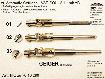 76.10.280, IMBAC Schneckengetriebe 8:1, mit AB - metall, GEIGER