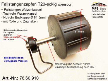 76.60.910, T20, Fallstangenzapfen, Tuchrohr-Nutrohrendkappe, WGB Varisol, Ersatzteil-Set