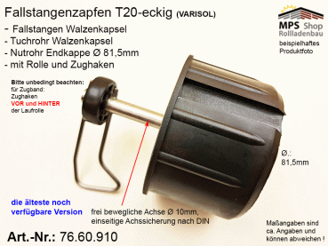 76.60.910, T20, Fallstangenzapfen, Tuchrohr-Nutrohrendkappe, WGB Varisol, Ersatzteil-Set
