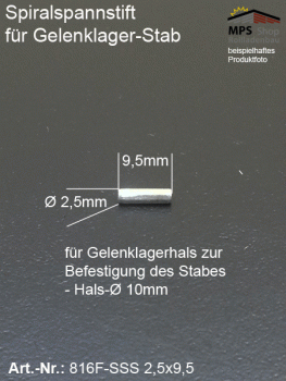 Spiralspannstift (SSS) 2,5 x 9,5mm für Gelenklager 45°