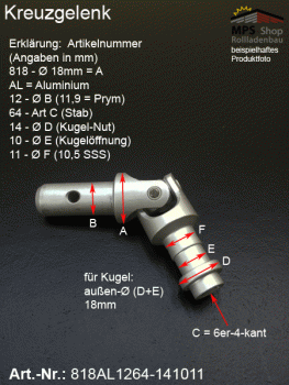 Kreuzgelenk 18mm, 818AL1264-141011, Gelenklager 45°