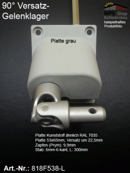 Versatz-Gelenklager 90° 818F538-L, Ø18mm, Prym.: 9,9mm - grau