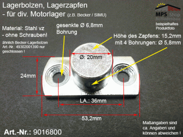 9016800 Lagerzapfen, Lagerbolzen für Motorkopf / Lager