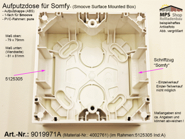 9019971A - Aufputzdose Somfy für Smoove (Surface Mounted Box)