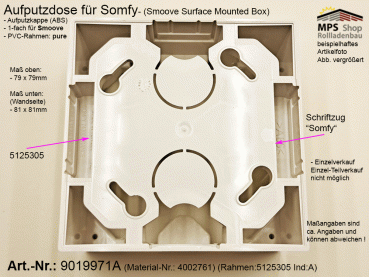 9019971A - Aufputzdose Somfy für Smoove (Surface Mounted Box)