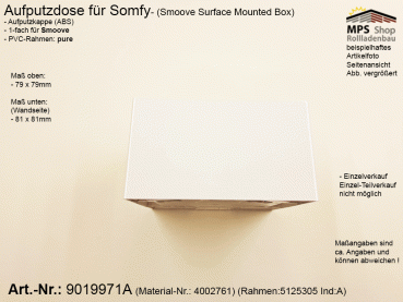 9019971A - Aufputzdose Somfy für Smoove (Surface Mounted Box)