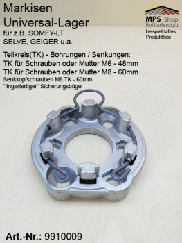 Motorlager, Markisen-Universallager für Schrauben (Lochkreise)