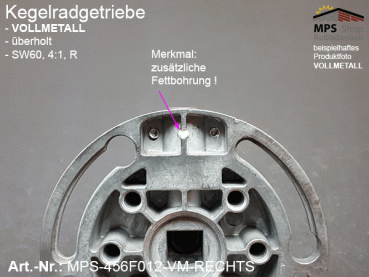 MPS-456F012-VM Kegelradgetriebe, Kurbelgetriebe, SW60, gr.Fuß, 4:1-RECHTS, 6mm-4kant-Antrieb - überholt, im Austausch