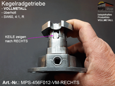 MPS-456F012-VM Kegelradgetriebe, Kurbelgetriebe, SW60, gr.Fuß, 4:1-RECHTS, 6mm-4kant-Antrieb - überholt, im Austausch