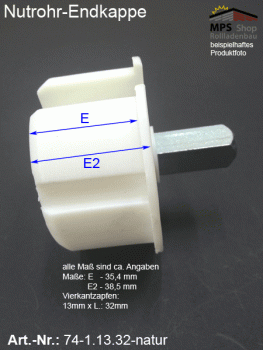 WK74-1.13.32 Nutrohr-Endkappe, Walzenkapsel - natur