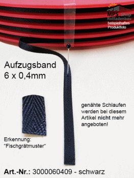Aufzugsband 6,0 x 0,4mm, schwarz (Fischgrätmuster)