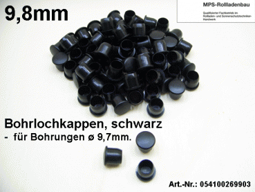 STÜCKWARE - Bohrlochkappe-schwarz, für Bohrung Ø9,8mm (9,7mm)