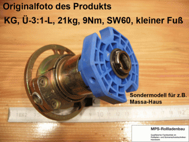 Kegelradgetriebe, Kurbelgetriebe, SW40/60, kl.Fuß, 2:1, 3:1, 16/21kg, L+R