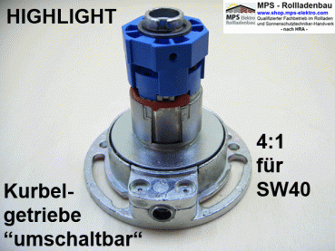 456F603. Kegelradgetriebe, Kurbelgetriebe umschaltbar SW40, 4:1, 6/4-kant
