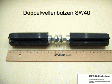 195910, Doppelwellenbolzen für SW40 8-kant Stahlwelle mit 2 Stk. Mini-Kugellagern Ø.:28mm