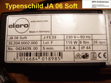 352040003, JA06 Soft, Raffstoremotor ELERO 6Nm - RUMPFMOTOR