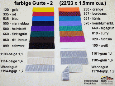 50m Rolle, farbiger Gurt 22/23x1,5mm, Rolladengurt, Rollladen Gurtband