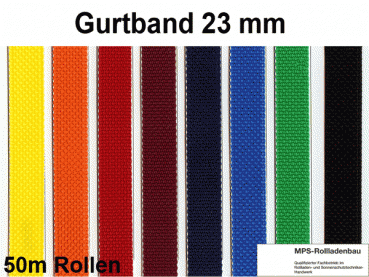 50m Rolle, farbiger Standard-Gurt 23mm, Rolladengurt, Rollladen Gurtband