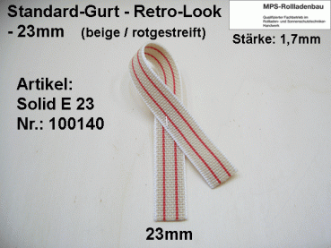 ROLLENWARE Standard Gurt 23mm, rotgetreift - Retro-Gurt