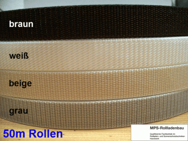 50m Rolle, Standard Gurt 23mm, Rolladengurt, Rollladen Gurtband