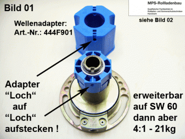 Kegelradgetriebe, Kurbelgetriebe, SW40/60, gr.Fuß, 4:1, 28/21kg, 6mm-6kant