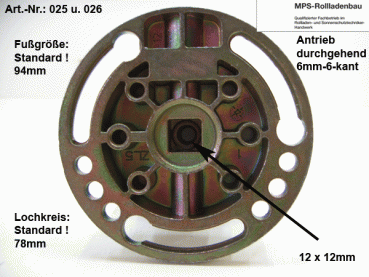 Kegelradgetriebe, Kurbelgetriebe, SW40/60, gr.Fuß, 4:1, 28/21kg, 6mm-6kant