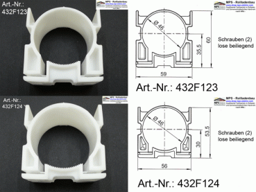 Getriebehalter für Jalousie-Raffstore-Getriebe, Serie 434F3..434F5..434F6..