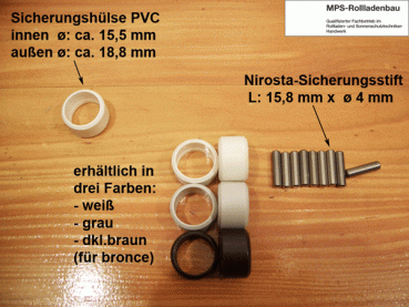 Sicherungshülse PVC und Zylinder-Nirostastift 4mm