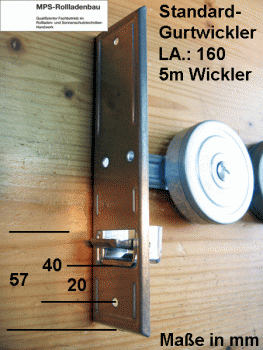 Standard Gurtwickler 5m, 23mm Gurt - ohne PVC-Blende