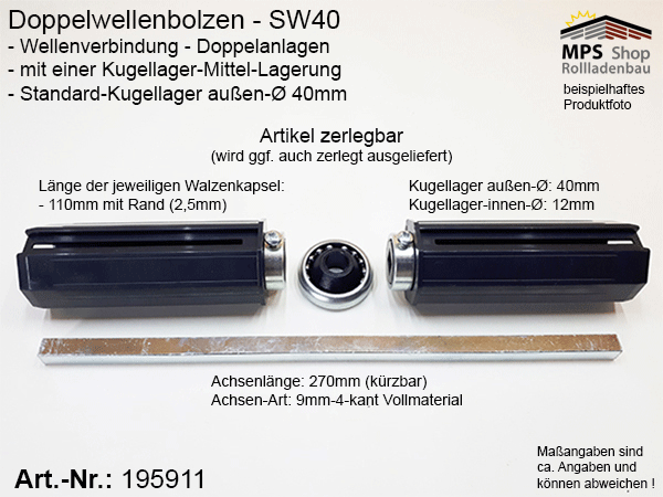 enobi Universal Wellenverbinder ZF, 2-gliedrig - für Welle SW40