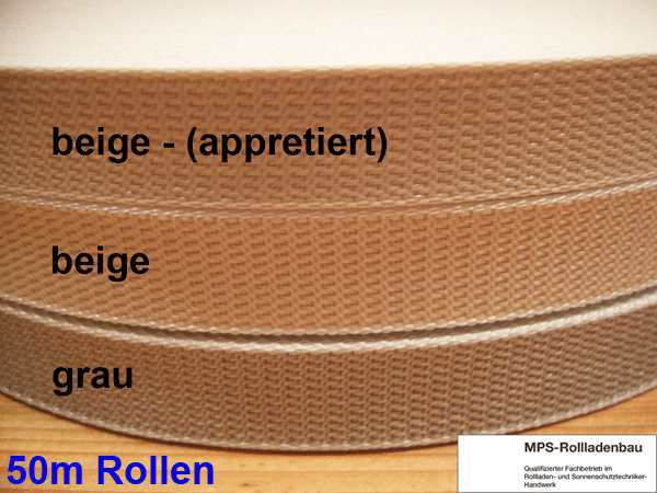10 STÜCK Meister Rolladen Gurtband 23 x 6500 mm Gurtwickler Gurt Zugband beige 