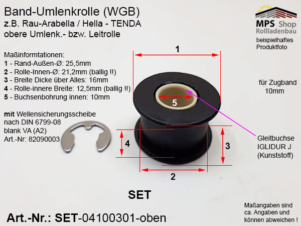 SET-04100301, Umlenkrolle WGB z.B. Arabella-TENDA - Ersatzteil-Set