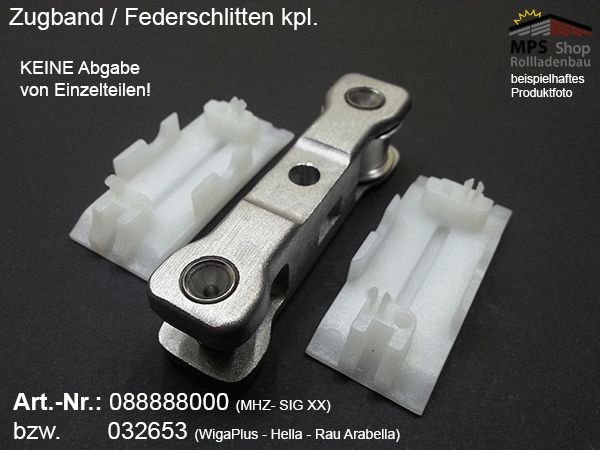 088888000, 032653, Zugband-Federschlitten kpl., SIGXX / WIGA u.a.