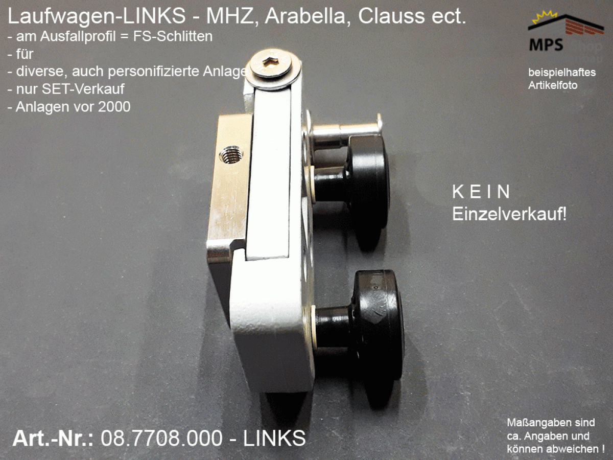 087708000  Laufwagen-SET,  LINKS, komplett