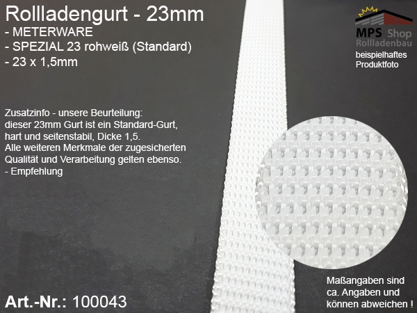 100043 Meterware Spezial23 rohweiß, Standard-Rollladengurt