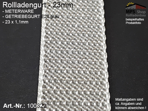 100322 Meterware Getriebegurt grau 23x1,1mm, Rollladengurtband