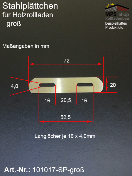 Stahlplättchen für Holzrollläden - groß