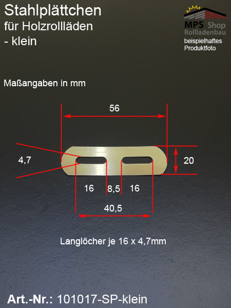 Stahlplättchen für Holzrollläden - klein