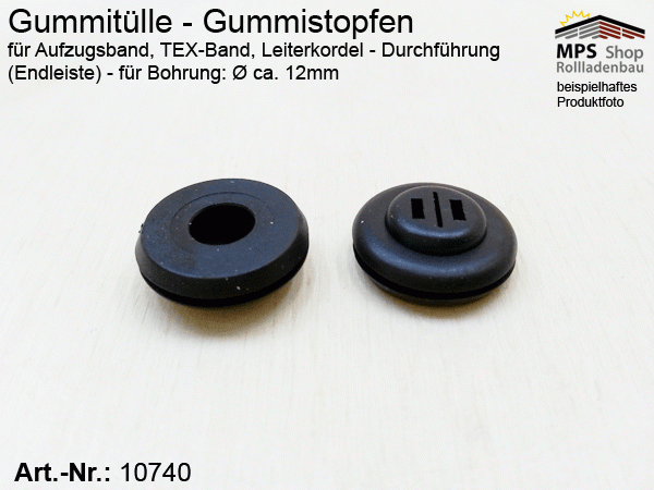 10740 Gummitülle für Aufzugsband, TEX-Band, Leiterkordel - Gummistopfen