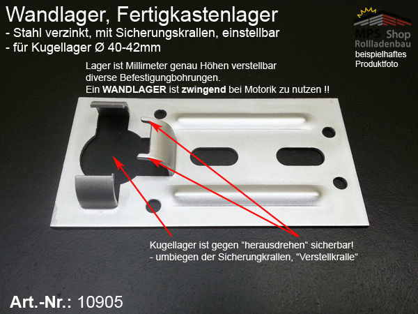 Wandlager, Kastenlager für Kugellager 40-42mm