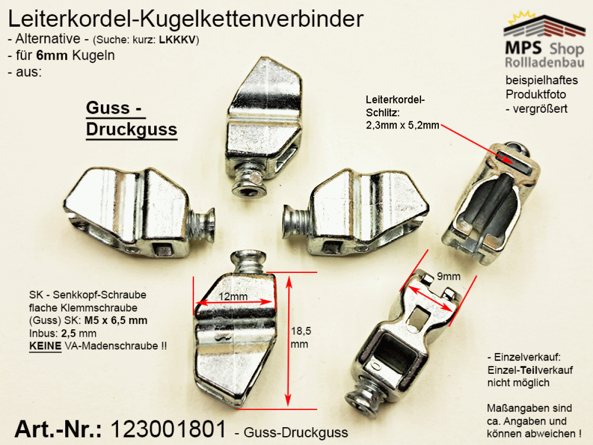 123001801-Guss Leiterkordel-Kugelketten-Verbinder (Wendefunktion) - GUSS