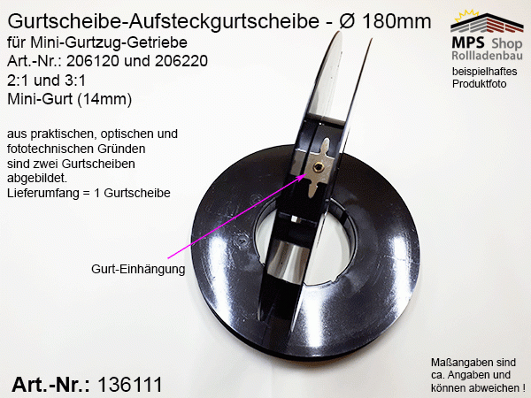 MPS-Elektro Rollladen Shop - 136111, Gurtscheibe, Mini Gurtzuggetriebe