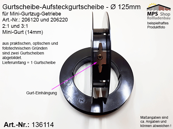 MPS-Elektro Rollladen Shop - 136114, Gurtscheibe, Mini Gurtzuggetriebe