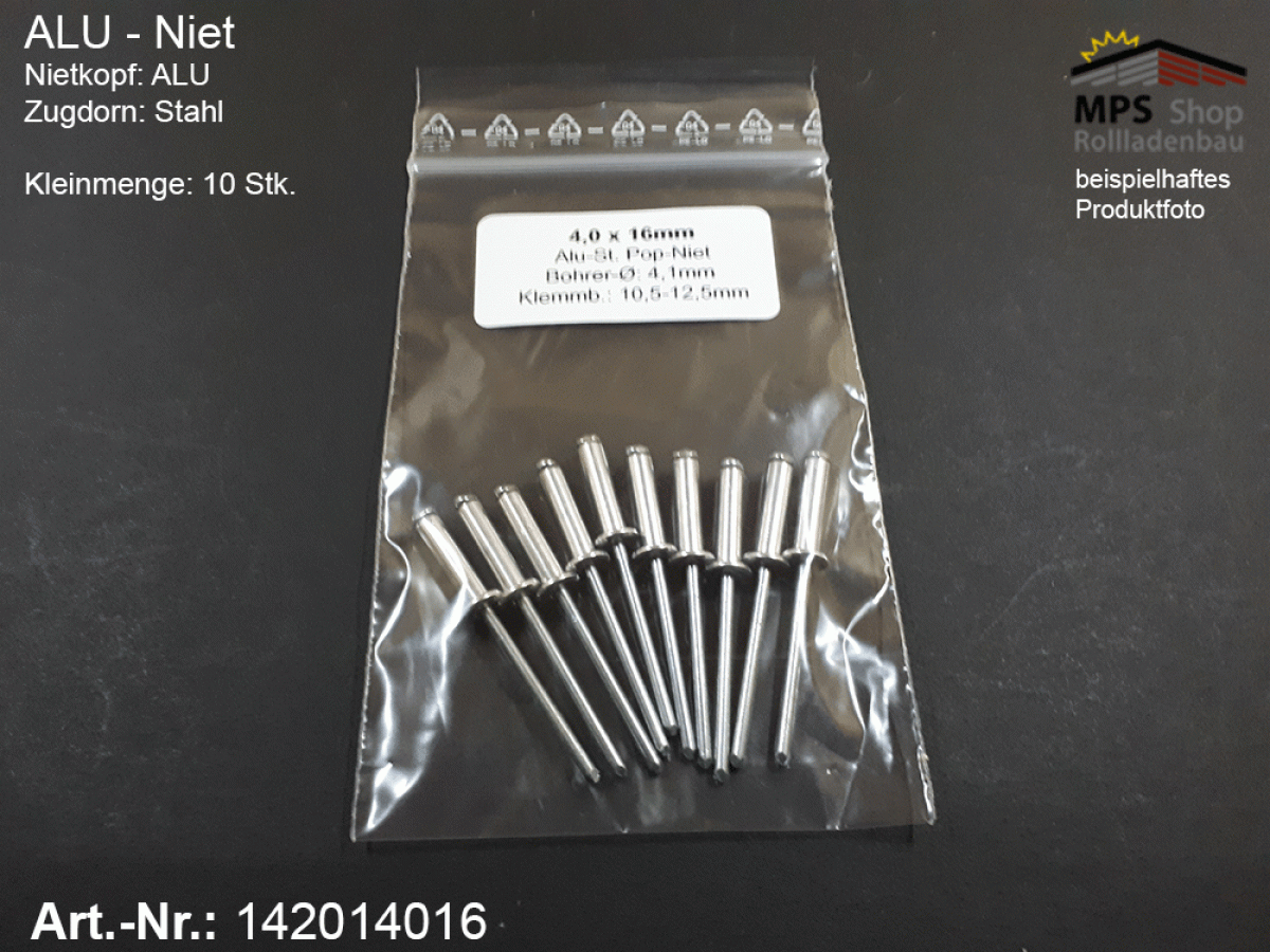 142014016, ALU-Blindniet 4,0mm x 16mm - 10er Pack