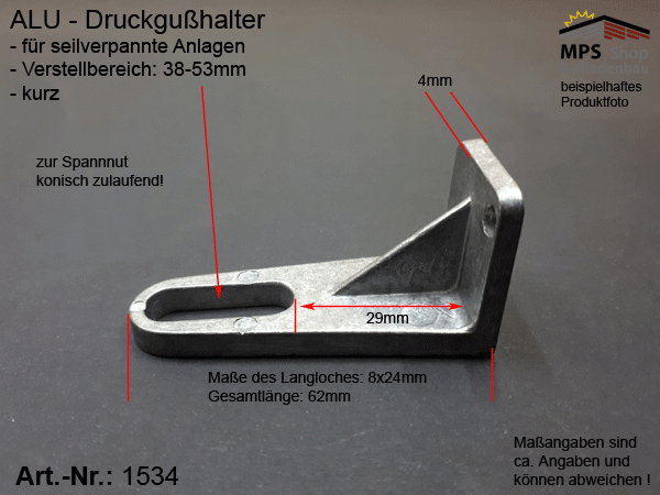 1534 Haltewinkel für seilverspannte Anlagen - kurz