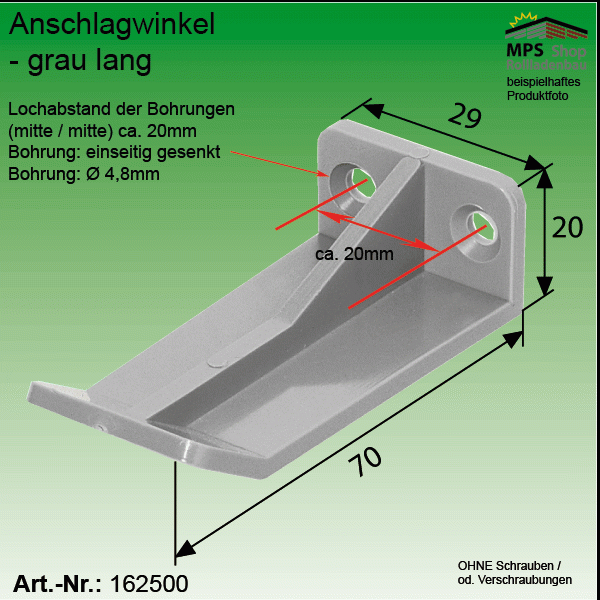 Anschlagwinkel - PVC, grau, lang