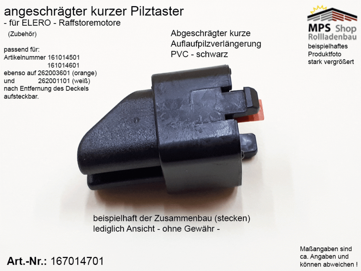 167014701, - 1x - kurzer abgeschrägter Auflaufpilz 15mm