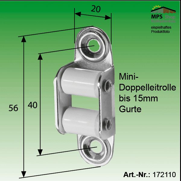 Mini-Doppelleitrolle ohne Bürste bis 15mm Gurte